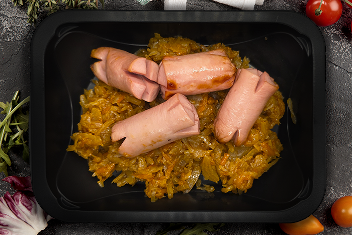 

Сосиски зайчики с тушеной капустой, 300г