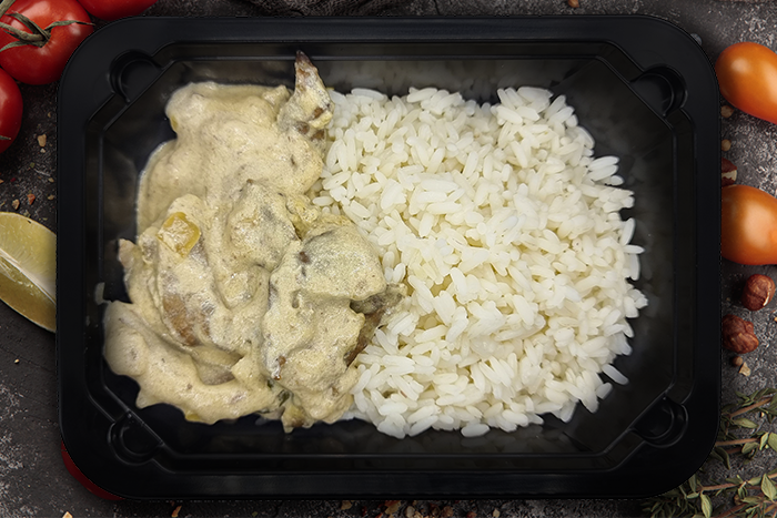 

Печень по-строгановски с рисом, 350г