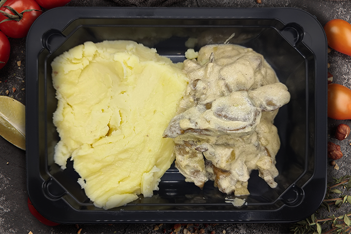 

Печень по-строгановски с пюре, 350г