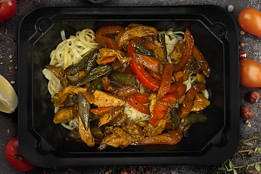 Курица терияки с яичной лапшой, 300г