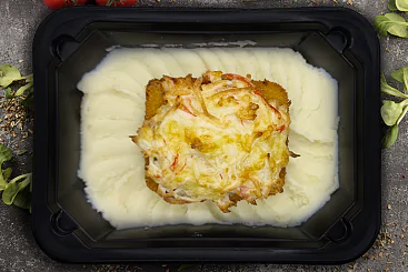 Филе минтая под крабовой шапкой с пюре,350г