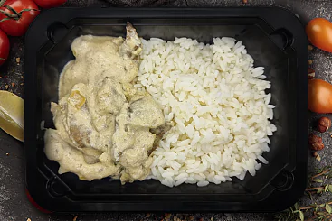 Печень по-строгановски с рисом, 350г