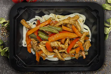 Свинина терияки с лапшой удон, 300г